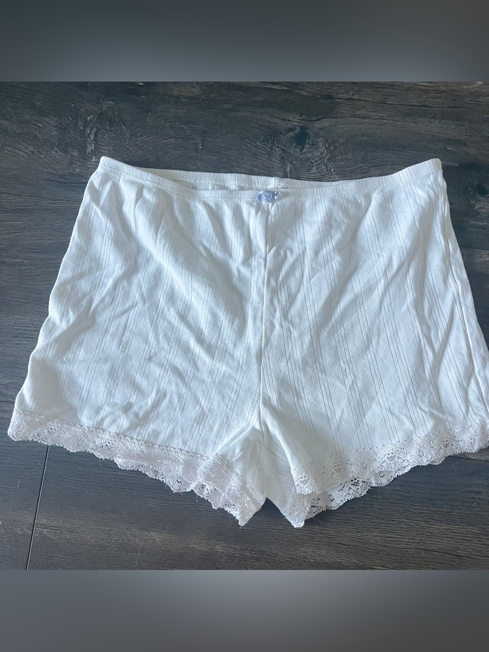 arizona White Lace-Trim pointelle Sleep Shorts